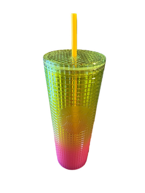 NWT Starbucks Summer 2022 Lemonade Grid Ombre Tumbler Venti 24oz RARE